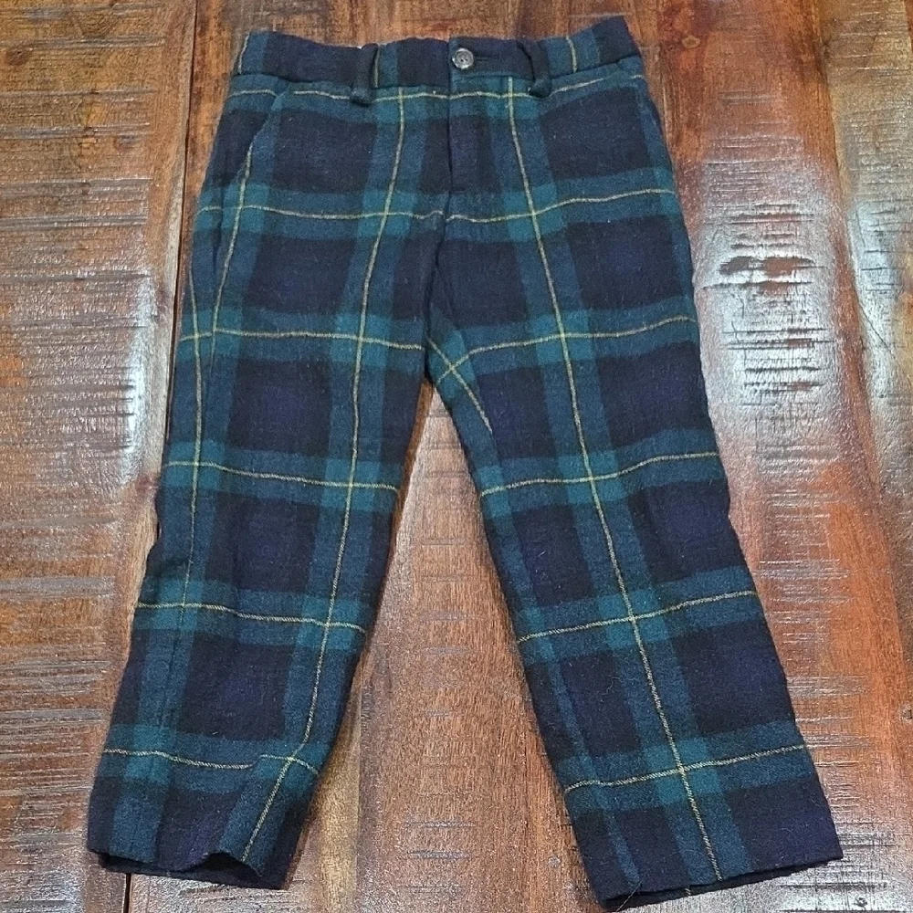 Polo by Ralph Lauren Green Blue Plaid Wool Pants Size 3T
